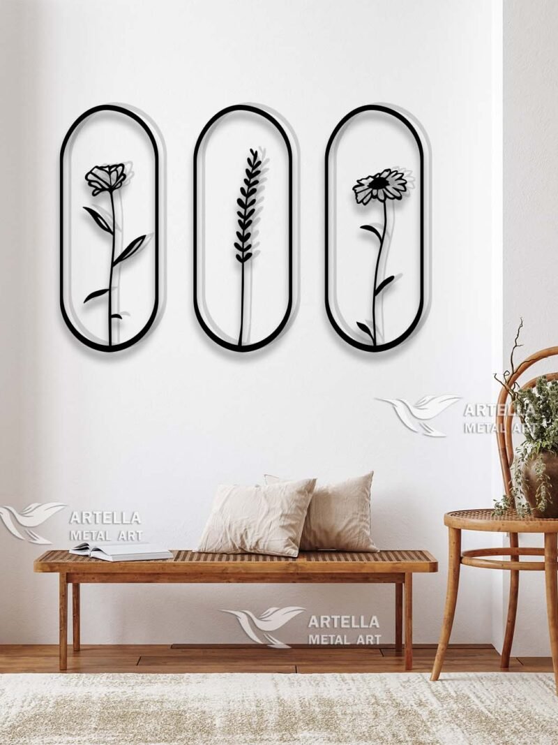 Elipse framed flowers - 60cm x 80cm